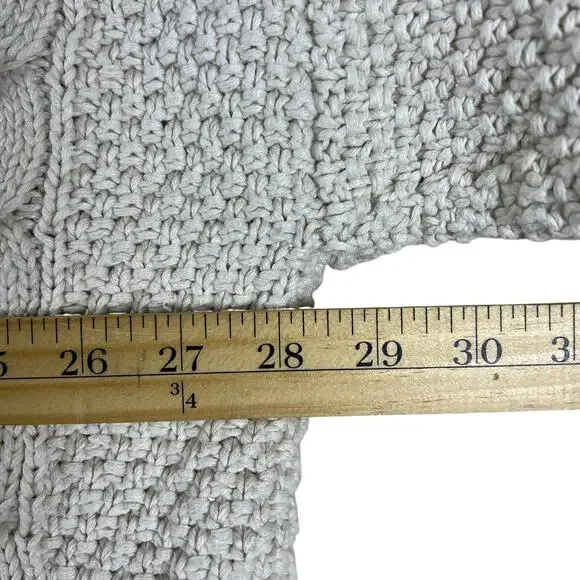 Vintage 80s Abercrombie Cable Knit Fisherman Sweater XL Ivory Oversized Big Tag - Picture 8 of 9